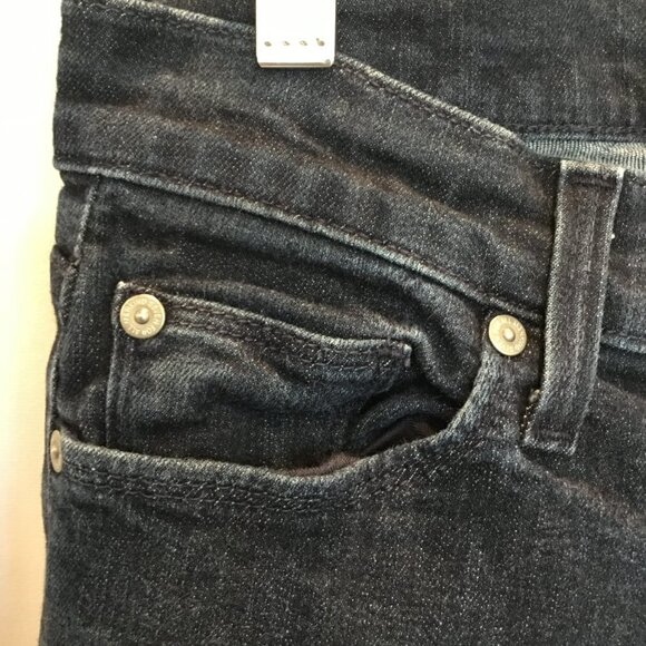 7 For All Mankind Jeans Women's Sz 27 Embellished Pocket Straight Leg Dark Wash - Picture 8 of 10